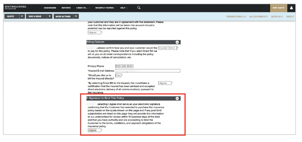 At The Bottom Of The Page Choose I Agree For The E Signature To Bind This Policy